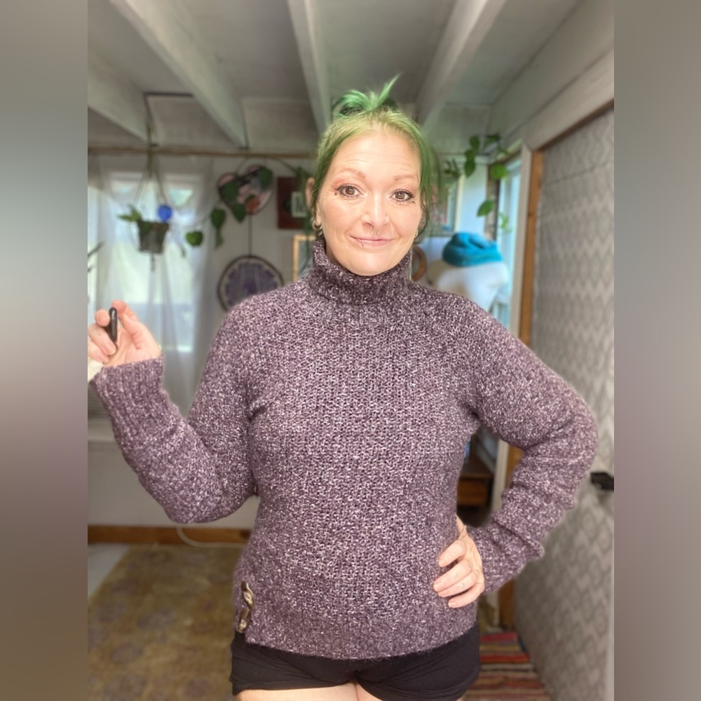 Lole Vintage Purple Mohair Turtleneck Thick knit Sweater Size Small